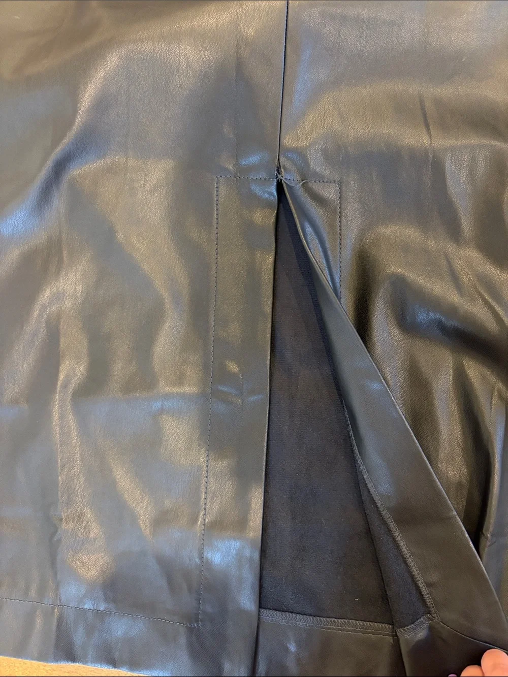 J. Crew Black Faux Leather Pencil Skirt with Front Slit